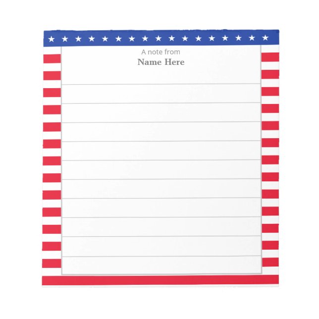 Star Pattern & Red White Stripes Lined Notepad (Front)