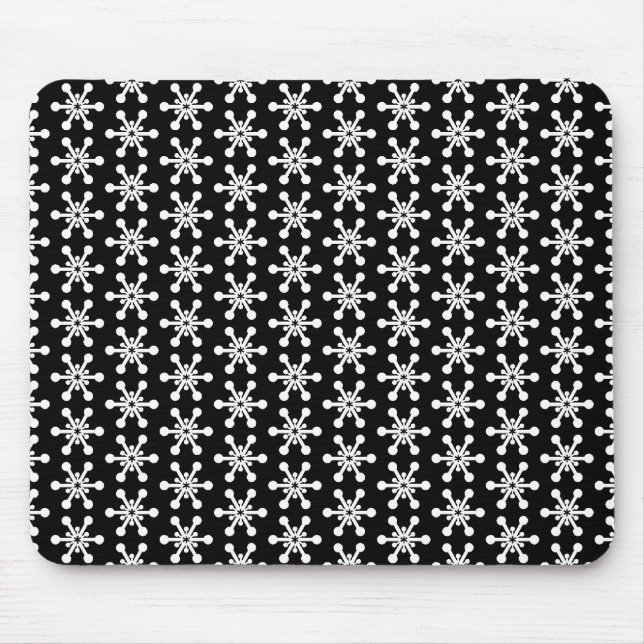 Star Pattern - White on Black Mouse Mat (Front)