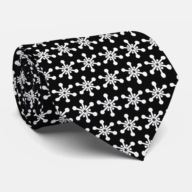 Star Pattern - White on Black Tie (Rolled)