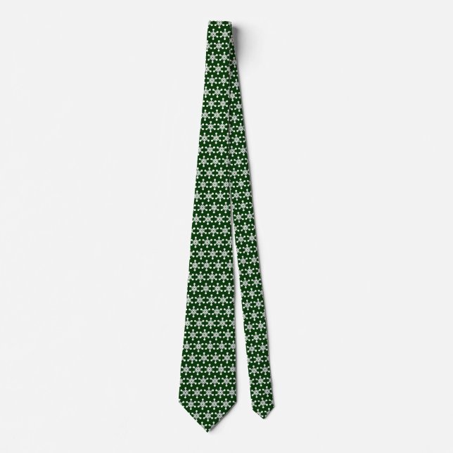 Star Pattern - White on Dark Green 003300 Tie (Front)