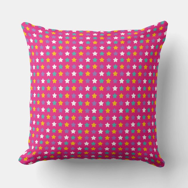 Star Pattern: White, Orange, and Teal Star Cushion (Front)