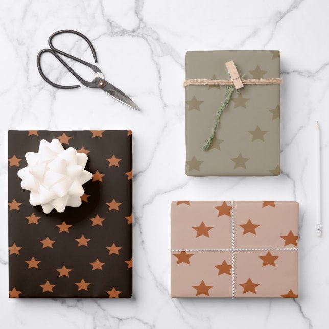 Star Patterned Designer Wrapping Paper Sheet (Front)