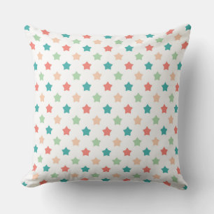 Star Patterns: Red, Green, Blue, and Peach Delight Cushion