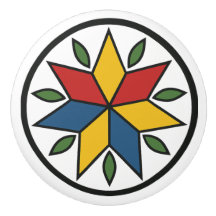 Star Pennsylvania Dutch Hex Sign Ceramic Knob