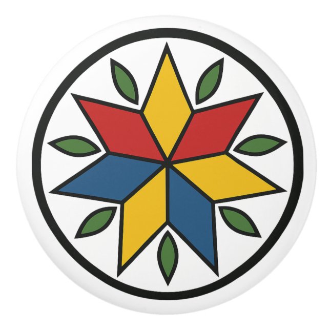 Star Pennsylvania Dutch Hex Sign Ceramic Knob (Front)