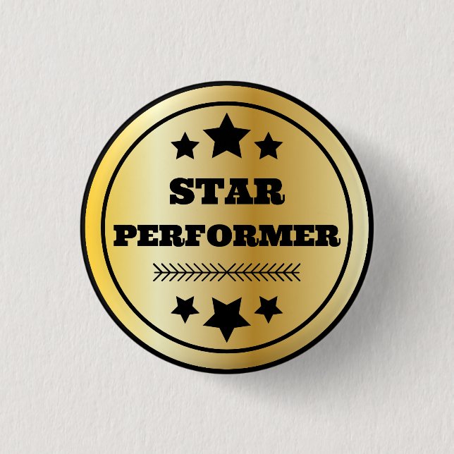 Star Performer Employee Recognition Gold 3 Cm Round Badge (Front)