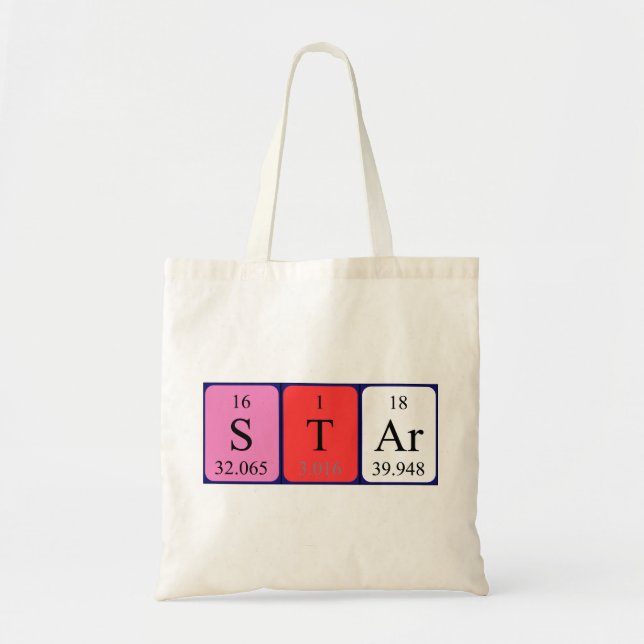 Star periodic table name tote bag (Front)