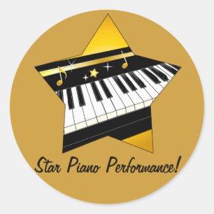 Star Piano Performance Classic Round Sticker