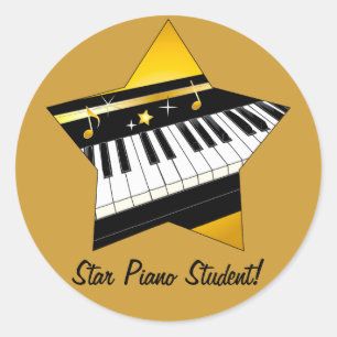 Star Piano Student Classic Round Sticker