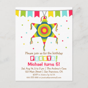 Star Pinata Mexican Fiesta Kids Birthday Party Invitation