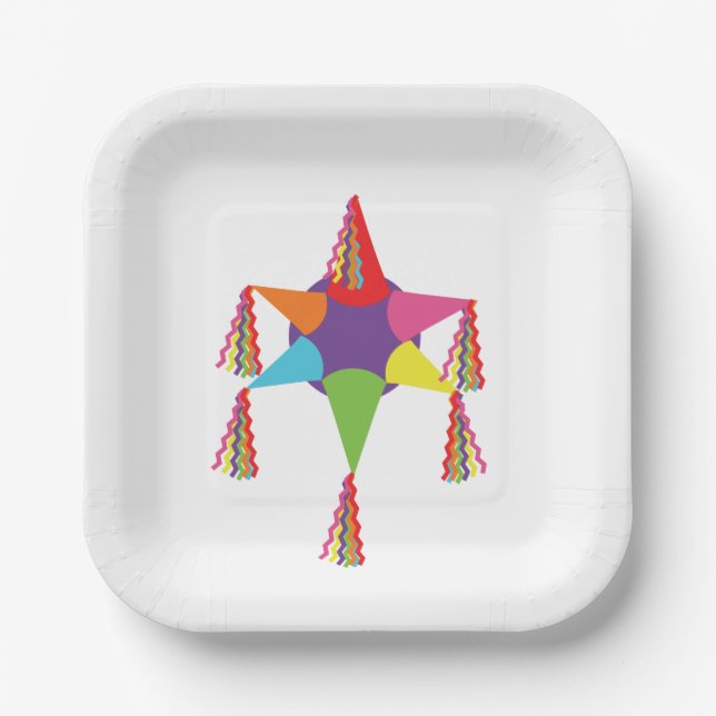 Star Pinata White Paper Plates (Front)