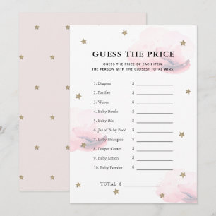 Star & Pink Cloud Guess the Price Baby Shower Game Invitation
