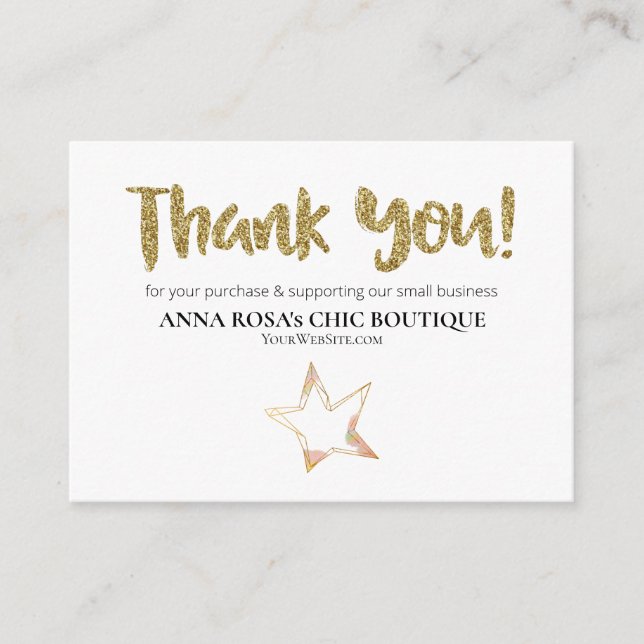 *~* STAR Pink -  Logo THANK YOU QR AP8 Review Enclosure Card (Front)