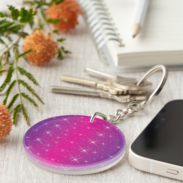 Star Pink Pattern Key Ring (Front Right)