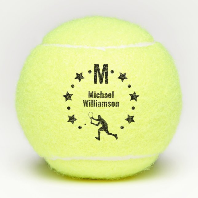 Star Player Monogrammed Tennis Balls (Front)
