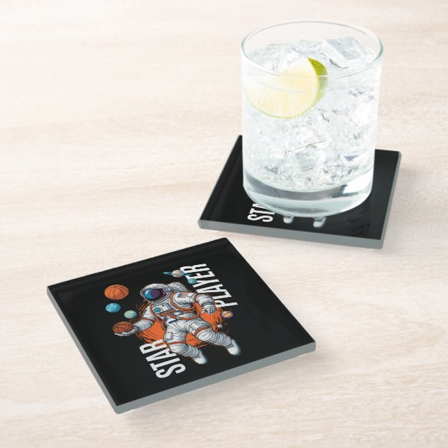 Star Player - Space Basketball Vibes  Glass Coaster (Angled)