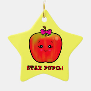 Star Pupil: Girl Apple Ceramic Tree Decoration