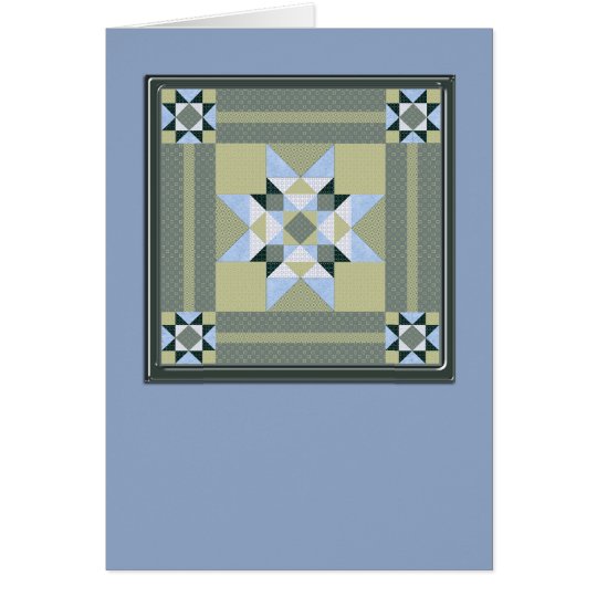 Star Quilt Square in Blue & Greens Card
