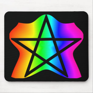 Star Rainbow Pentagram Mouse Mat