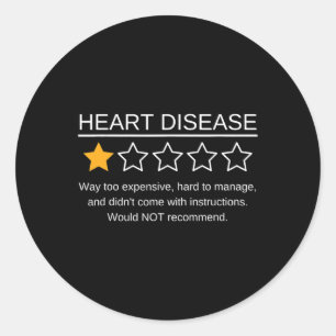 Star Rating Heart Attack Funny Heart Disease Aware Classic Round Sticker
