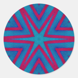 Star Red and Blue Geometric Classic Round Sticker