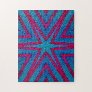 Star Red and Blue Geometric Jigsaw Puzzle