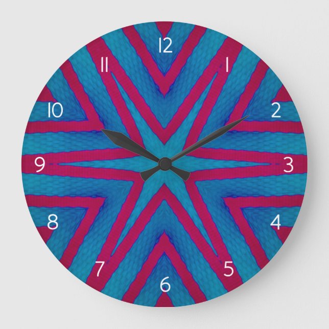 Star Red and Blue Geometric Large Clock (Front)