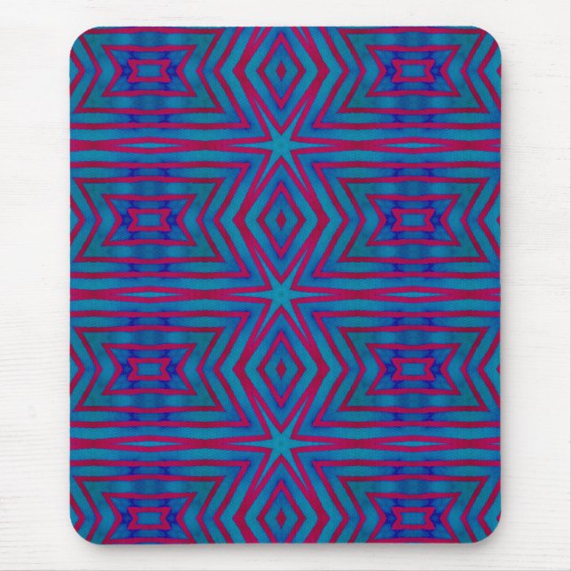 Star Red and Blue Geometric Mouse Mat (Front)