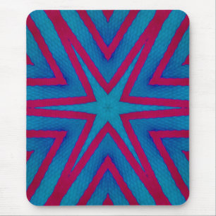 Star Red and Blue Geometric Mouse Mat