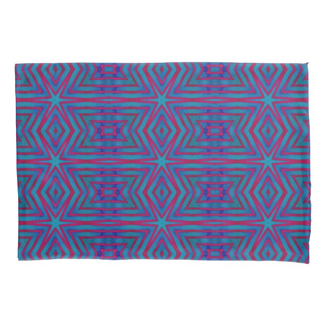 Star Red and Blue Geometric Pillowcase (Front)
