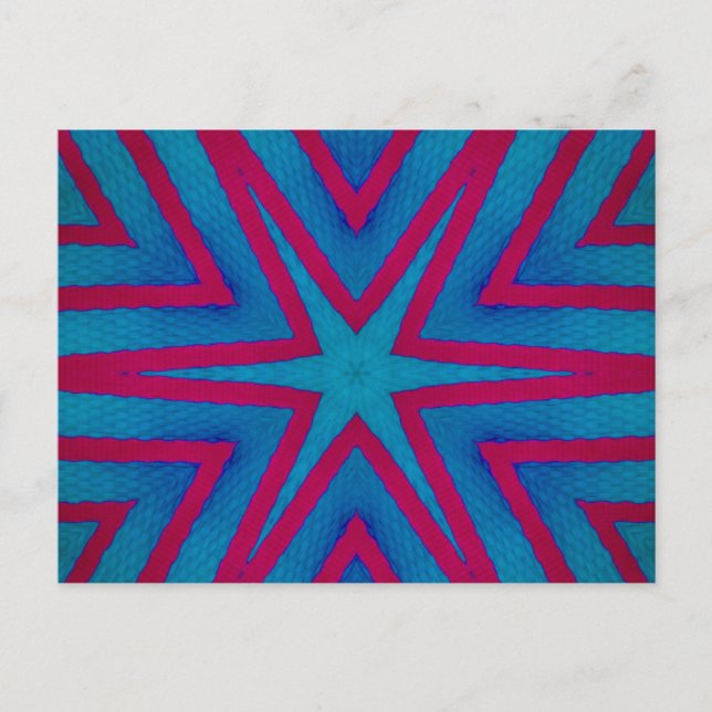 Star Red and Blue Geometric Postcard (Front)
