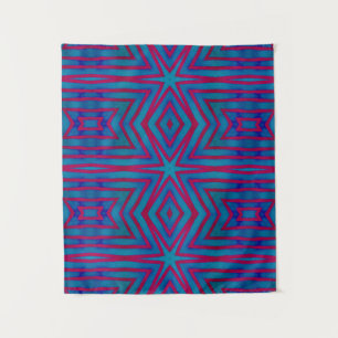 Star Red and Blue Geometric Tapestry