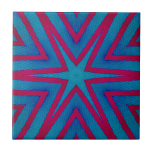 Star Red and Blue Geometric Tile