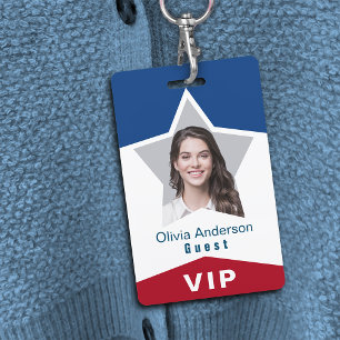 Star Red White Blue VIP Photo ID Badge