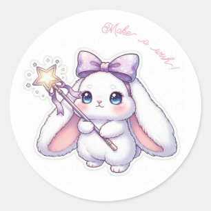 Star Ribbon Magic Wand Bunny - Dreamy Sparkle Classic Round Sticker