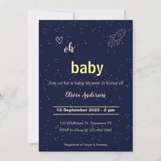 Star Rocket Out of This World Baby Shower Invitation