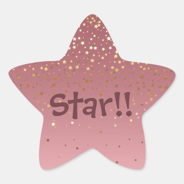 "Star" Rose Gold Sparkling Stars Star Sticker (Front)