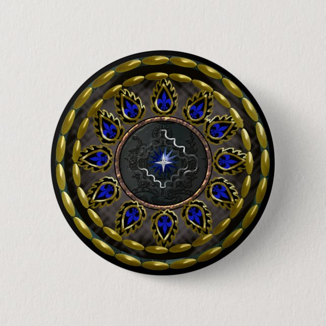 star round mourning 6 cm round badge (Front)