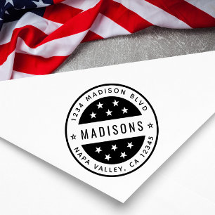 Star Round Return Address  Self-inking Stamp