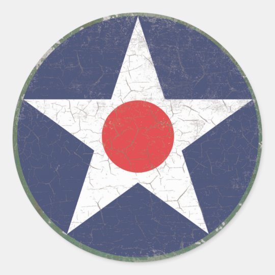 Star Roundel Rustic Red Dot Classic Round Sticker 