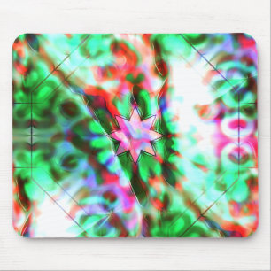 Star shadows on glass flowery spots, pink to green mouse mat