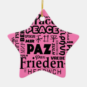 Star shape Multilingual peace Christmas decoration