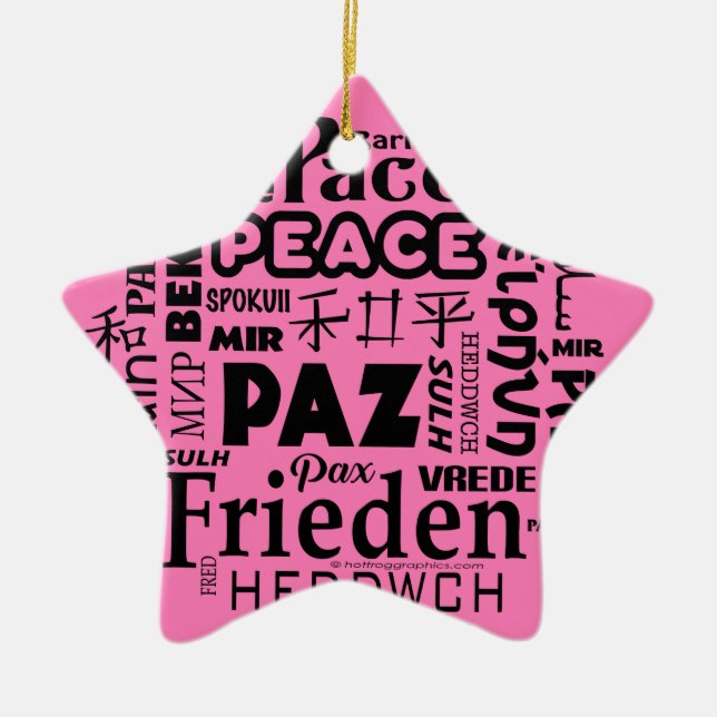 Star shape Multilingual peace Christmas decoration (Front)