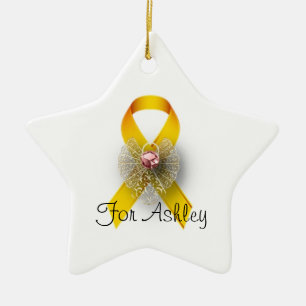 Star Shaped Angel Childhood Cancer Awareness Ceramic Tree Decoration