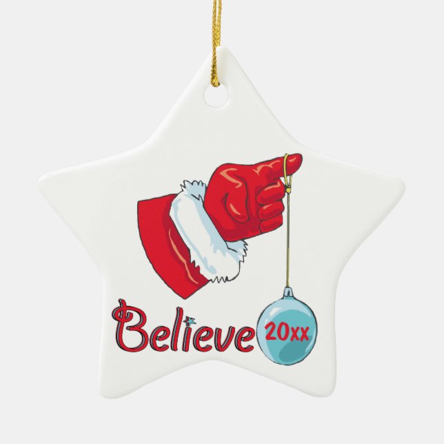 Star Shaped Believe Ceramic Tree Decoration (Front)