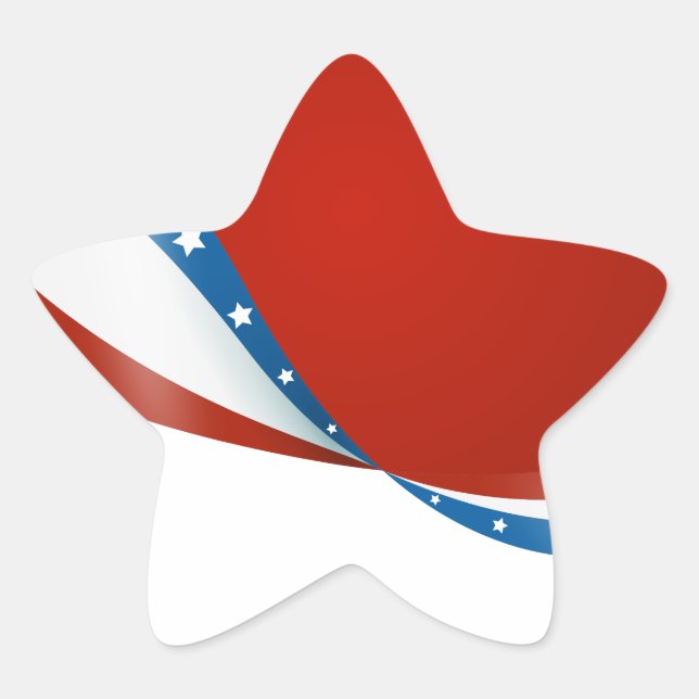 Star Shaped Patriotic Red White and Blue Star Sticker (Front)