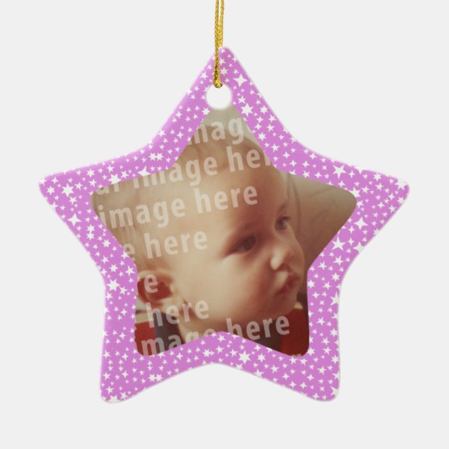 Star Shaped Photo Frame Ceramic Tree Decoration (Front)