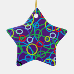 Star Shaped With Circles Personalised Christmas Ceramic Tree Decoration