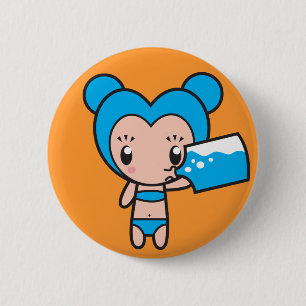 Star Sign Character - Aquarius 6 Cm Round Badge