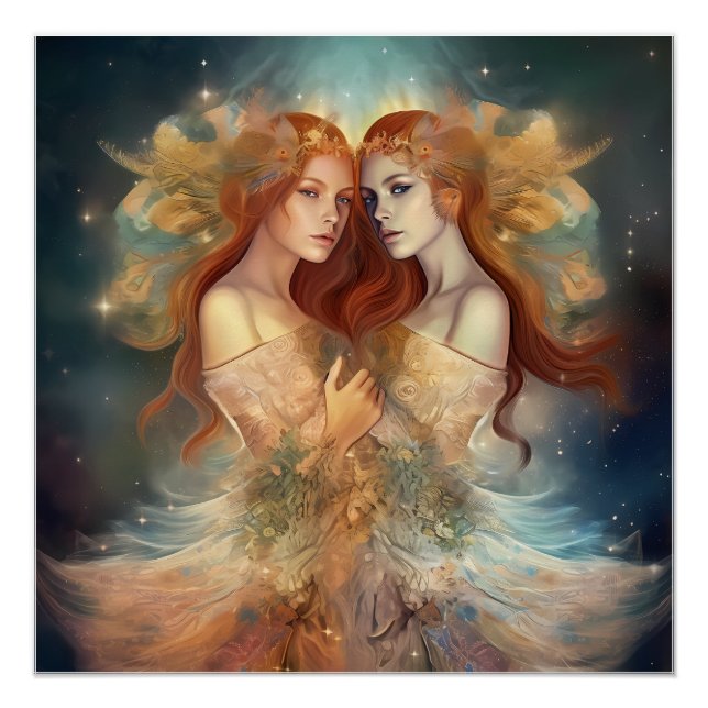 Star Sign Gemini Goddess, twins, celestial, zodiac (Front)